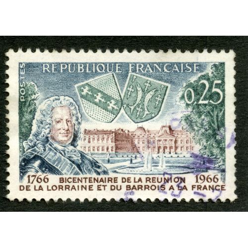 Timbre Oblitéré Bicentenaire De La Réunion De La Lorraine Et Du Barrois À La France 1766-1966,République Française,Postes,Cottet,0,25
