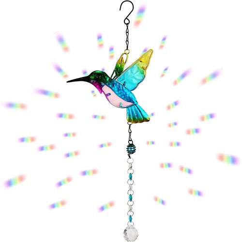 Cristal Colibri Attrape Soleil,Pendentif Colibri Lustre Prismem pour Home Office Jardin Décoration, Cristal Prisme Ornement