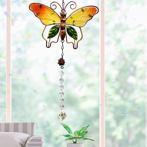 Cristal papillon Attrape Soleil,papillon Sun Catcher de Fenetre,Pendentif papillon Lustre Prismem pour Fenêtres,Intérieur,Extérieur Décoration