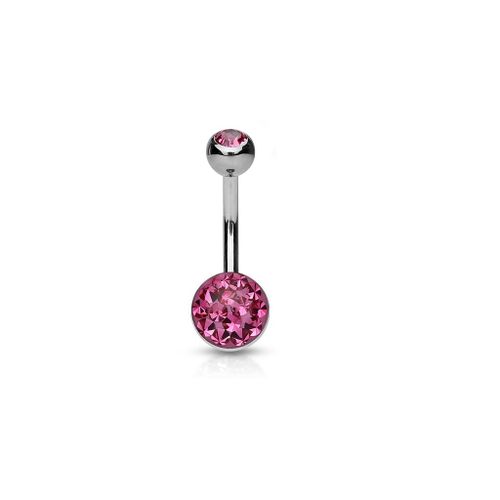 Piercing Nombril Ventre Boule Perle Cristal Autrichien Réconfort Vitalité Bijoux Acier Chirurgical Inoxydable Anti Allergique Banane Barbell Mylan Rose
