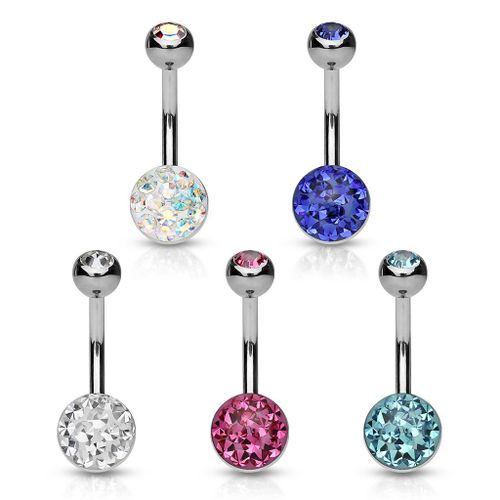 Lot 5 Piercings Nombril Mylan Ventre Boule Perle Cristal Autrichien Réconfort Vitalité Bijoux Acier Chirurgical Inoxydable Anti Allergique Banane Barbell