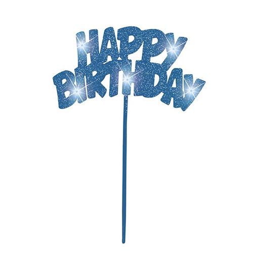 Decoration Lumineuse Bleue Pour Gateaux Happy Birthday