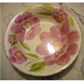 Vintage - Assiette A Soupe - " Ceramica De Marchivo " - Grosses Fleurs Roses