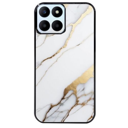 Coque Noire Pour Honor X6b Marbre Blanc