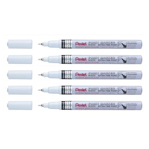 Pentel Lot De 5 Marqueurs Peinture Paint Marker Mfp10 Pointe Extra Fine Blanc