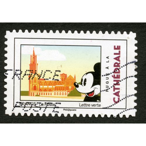 Timbre Oblitéré Fugue À La Cathédrale,France,La Poste,Lettre Verte