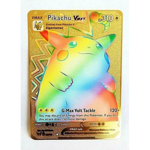 ¿Carte Pokémon Pikachu Vmax Full Art En Métal Gold Doré¿