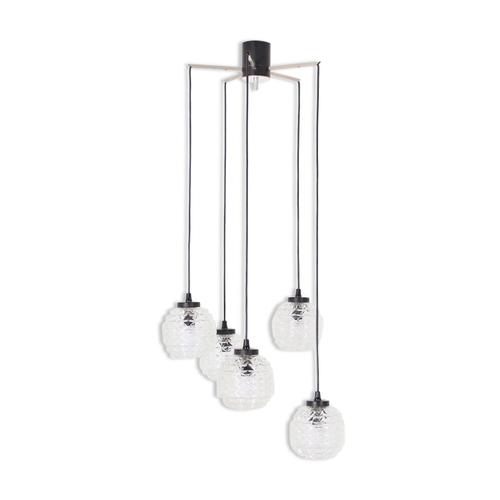 Suspension Cascade 5 Globes Transparent