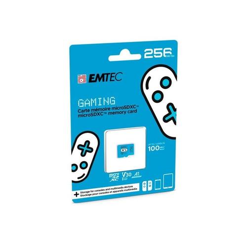 Emtec Gaming - Carte mémoire flash - 256 Go - A1 / Video Class V30 / UHS-I U3 - microSDXC UHS-I - bleu