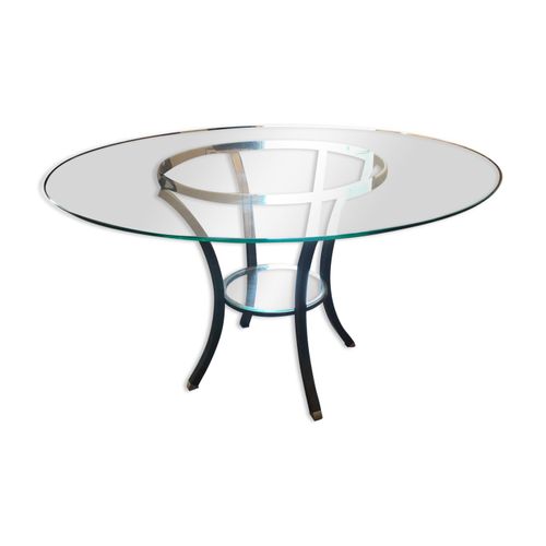 Table  Manger Ronde En Verre Pierre Vandel Transparent