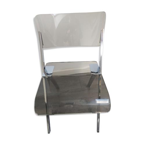 Chaise Pliante En Plexiglass Fum Annes 70 Transparent