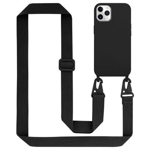 Tour De Cou Chaîne Pour Apple Iphone 11 Pro Max En Liquid Black Housse De Protection En Silicone Avec Cordelette Réglable