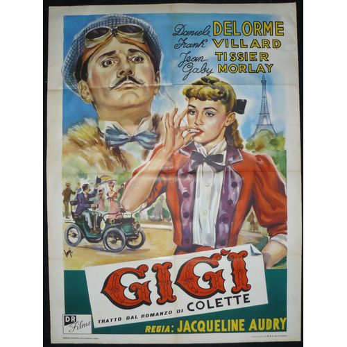 Gigi * Film 1949 Jacqueline Audry * Affiche De Cinéma Originale Italienne 100x140 Cm * Movie Poster * Danièle Delorme ; Gaby Morlay ; Jean Tissier, Yvonne De Bray * Roman De Colette * Tour Eiffel