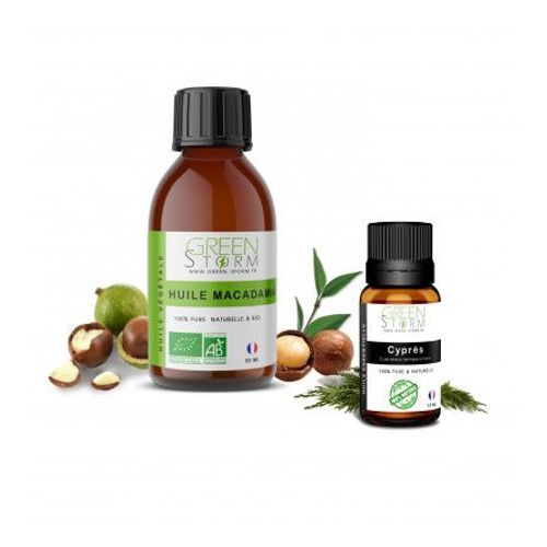 Duo"Jambes Lourdes" Huile Végétale Macadamia Et Huile Essentielle De Cyprés 