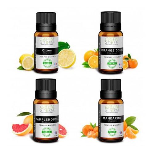 Lot 4 Huiles Essentielles Agrumes - 10ml - Greenstorm 