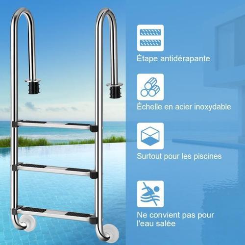 Costway Échelle De Piscine À 3 Marches En Acier Inoxydable Revêtement En Caoutchouc Anti-Dérapant Sur Les Echelons (200 Kg Max)