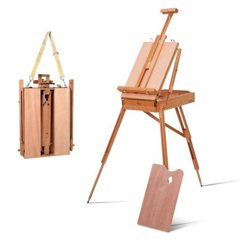 Costway Chevalet De Peintre Sur Pied En Bois Pliable 183cm Avec Tiroir Et Plateau Support De Toile Réglable À 88cm Pour Affichage