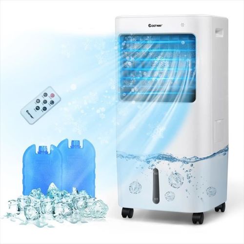 COSTWAY Climatiseur d'Air Mobile 4 en 1 Réservoir 20L Ventilateur Humidificateur Oscillation 40° 3 Modes 4 Vitesses Minuterie 7,5H