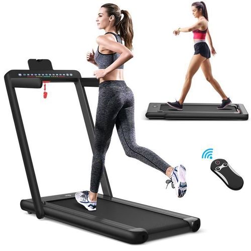 Costway Tapis De Course Pliable 0,75hp Double Affichage Led App Et Télécommande Vitesse Motorisé 12 Km-H Surface 40x100cm Noir