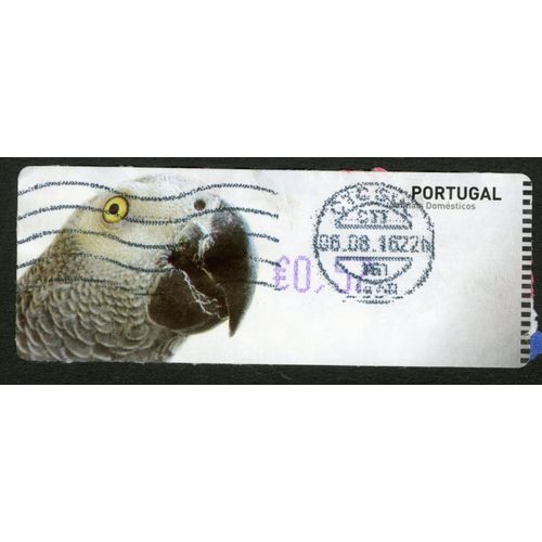 Timbre Oblitéré Animais Domesticos,Perroquet Gris,Portugal,