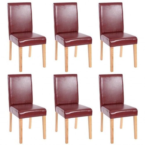 Lot De 6 Chaises De Salle À Manger Synthétique Rouge/Brun Pieds Clairs Cds04234