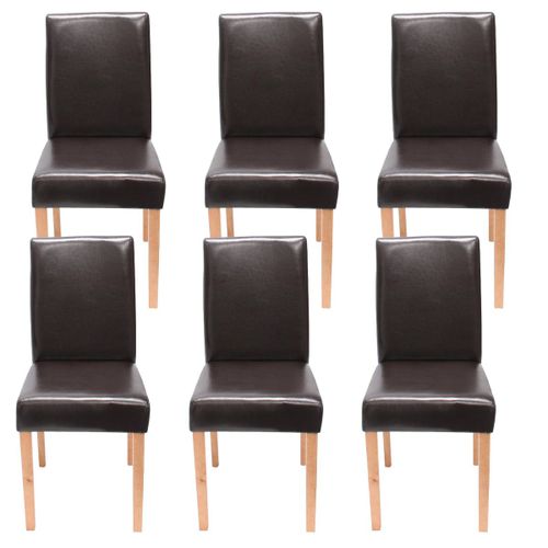Lot De 6 Chaises De Salle À Manger Cuisine En Cuir Marron Pieds En Bois Clair Design Moderne 04_0000711