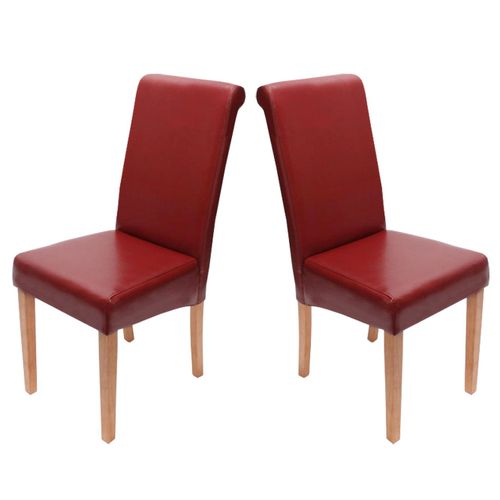 Lot De 2 Chaises De Salle À Manger Cuisine En Cuir Et Synthétique Rouge Design Moderne 04_0000204