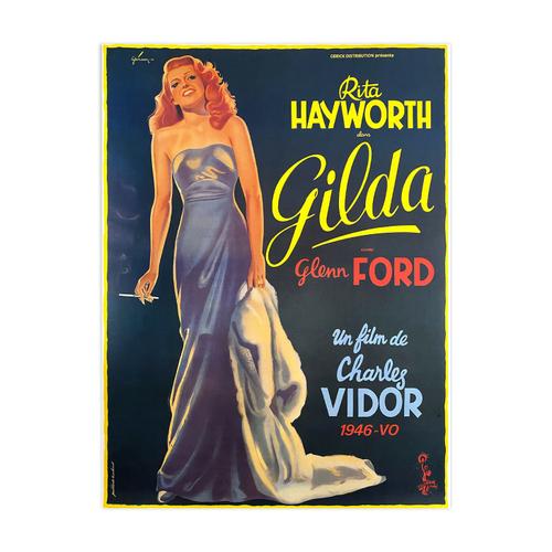 Affiche de cinma entoile Gilda 120x160 cm Rita Hayworth noir