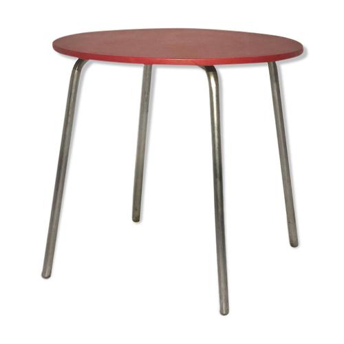 Table Repas Vintage En Skai Et Aluminium Rouge