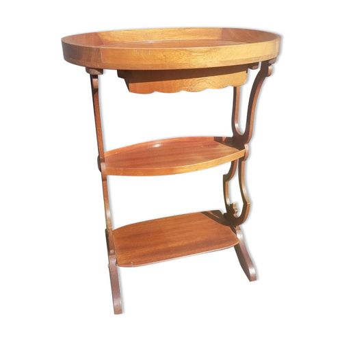 Table De Salon Lyre En Bois Plateau Ovale Marron