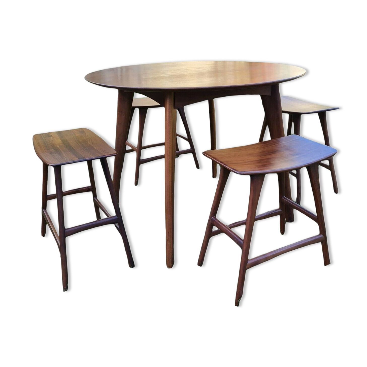 Set De 4 Tabourets Osso En Noyer Design Ethnicraft Et Table Bois