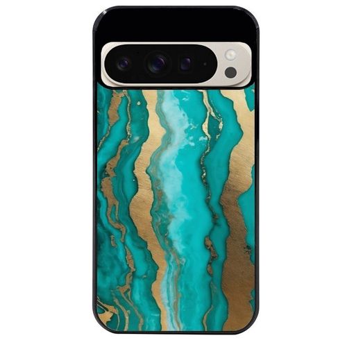 Coque Noire Pour Pixel 9 Marbre Turquoise