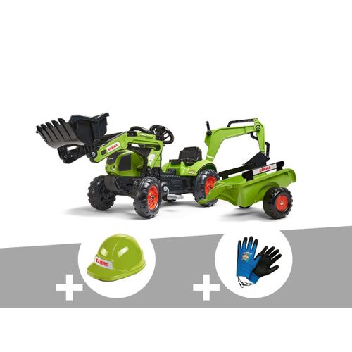 Tractopelle Enfant Claas Arion 410 2 À 5 Ans Falk + Casque + Gants