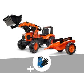 Tractopelle Enfant Kubota M135gx 3 À 7 Ans Falk + Gants