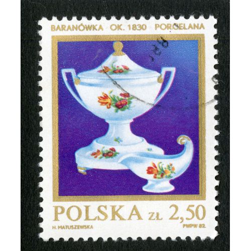 Timbre Oblitéré Polska,Baranowka Ok. 1830,Porcelana,Matuszewska,1982,Zl 2,50