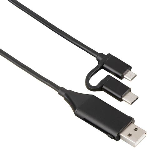 CABLE µUSB 4 en 1 + ADP USB-C 1,00M
