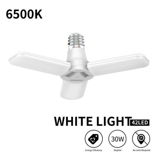 Plafonnier Led Pliable E27 30/40w, 6500k, Avec 4 Pales De Ventilateur Réglables, Éclairage De Plafond Pour Garage, Atelier Et Entrepôt