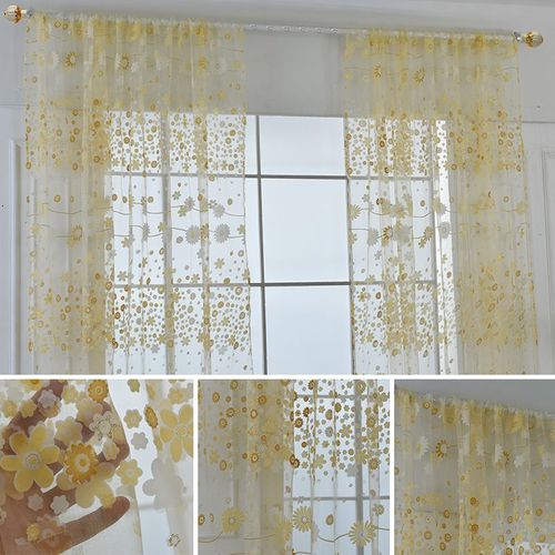 Rideaux En Tulle À Fleurs Pour Enfants, Pour Salon, Chambre À Coucher, Fenêtre De Cuisine