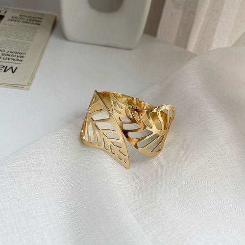 Embrasses À Rideaux En Forme De Feuille Ajourées, Décor Brillant, Anneau De Serviette En Métal, Couleur Or Argent, Boucle De Serviette