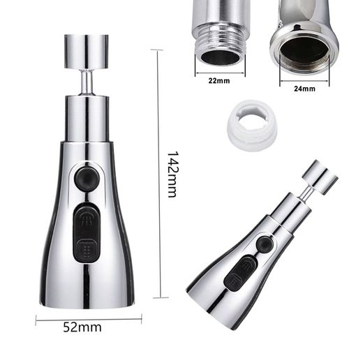 Tête de robinet de cuisine rotative à 360 degrés, 3 modes réglables, filtre de lavabo, buse de pulvérisation extractible