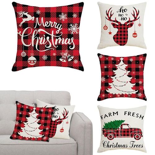 Ensemble De Housses De Coussin De Noël, Housse D'oreiller Décorative, Lavable En Machine, En Lin, Pour Fête, 18 Pouces, 4 Pièces