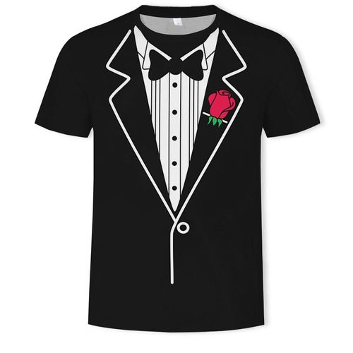 Faux T-Shirt Deux Pièces À Manches Courtes Pour Hommes, Blouse Décontractée À Col Rond, Respirant Pour Les Rencontres, Le Shopping Et Le Travail