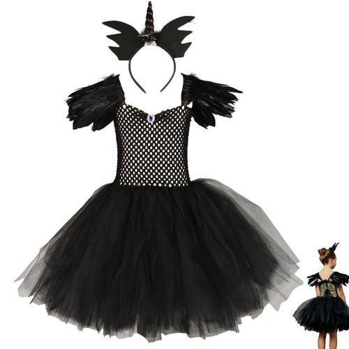 Costume De Sorcière Pour Filles, Robe De Fête D'halloween, Jupe Tutu Et Bandeau, Costumes De Princesse Reine Cosplay