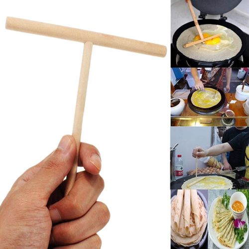 1Pc pâte à crêpes épandeur en bois outils de bâton de cuisine à domicile crêpière en forme de T accessoires de cuisine 12*17cm