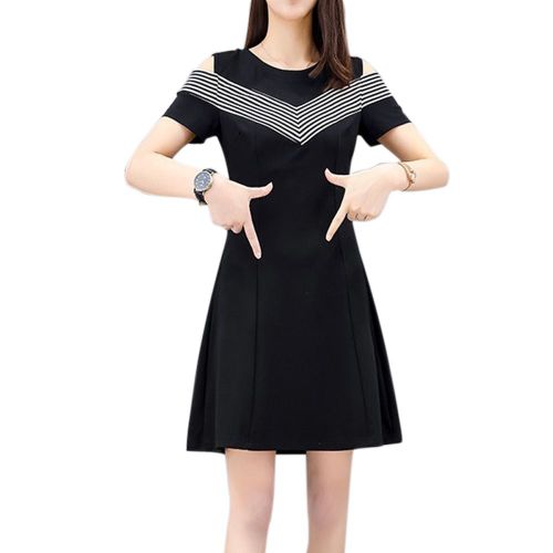 Robe D'été À Épaules Dénudées Pour Femmes, Nouvelle Collection, Manches Courtes, Coupe Cintrée, Taille Moyenne, Décontractée, Smr88