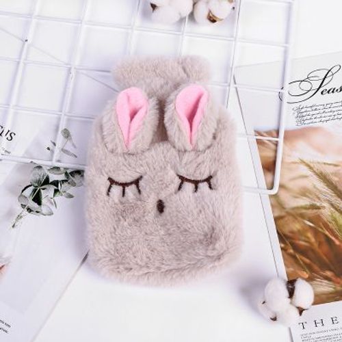 Sac en peluche pour bouteille d'eau chaude, avec housse tricotée, douce et confortable, pour l'hiver, soulagement de la douleur, thérapie, chaleur, réutilisable