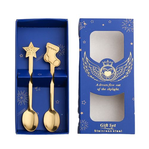 Service De Couverts En Acier Inoxydable, Cuillères À Thé De Noël 2/4, Avec Design Classique Pour Le Dessert Au Sucre, Nouvelle Collection