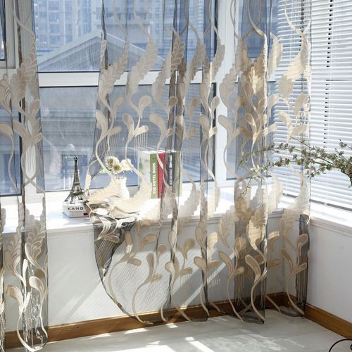 Rideau En Tulle Transparent, 1 Panneau, Traitement De Fenêtre, Maison, Salon, Balcon, Motifs Décoratifs Exquis