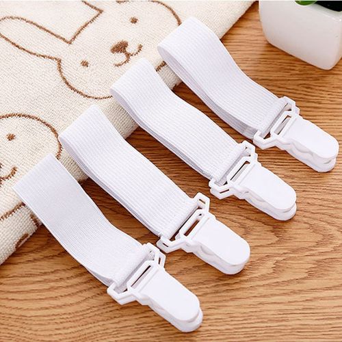Drap De Lit Blanc 4 Pièces, Couverture De Matelas, Pinces De Maison, Attaches À Sangles Élastiques Fixation Ceinture Antidérapante