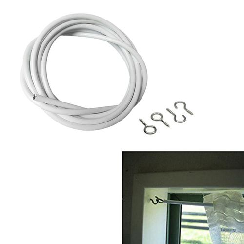Câble De Fenêtre En Pvc De 1/2/3 Mètre De Long, Ligne De Rideau De Fenêtre Blanche Avec Crochets Et Yeux Gratuits Pour Bateaux Caravanes
